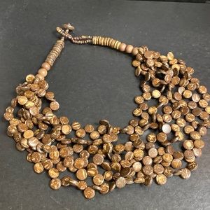 Multi-strand Wooden Beaded Tiered Necklace